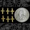 Raw Brass Miniature Christian Cross Charms - Set of Six - B-C93